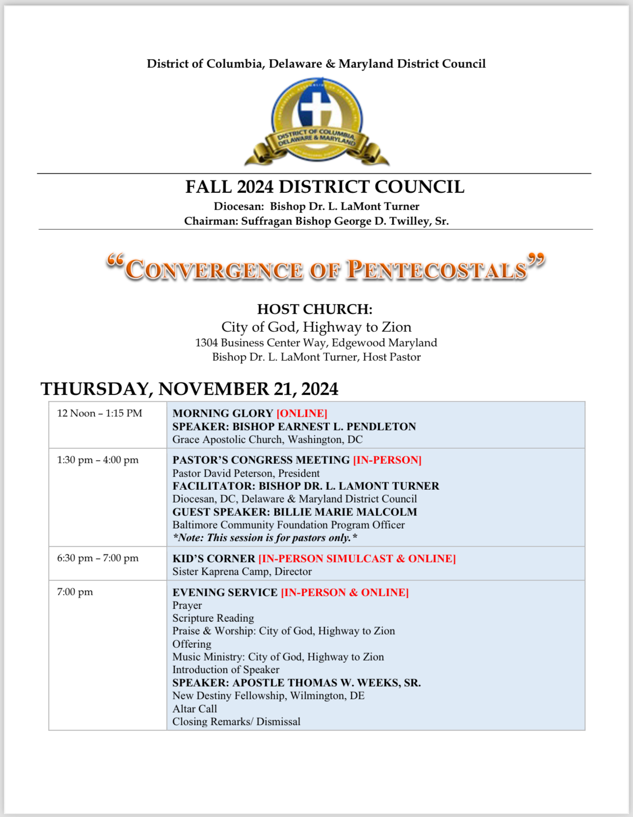 Fall Council Program